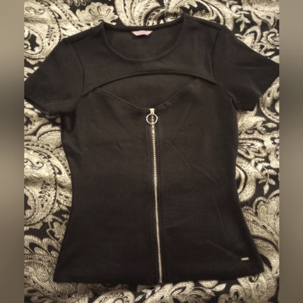 GUESS Peek-a-boo, Zip-up Shirt